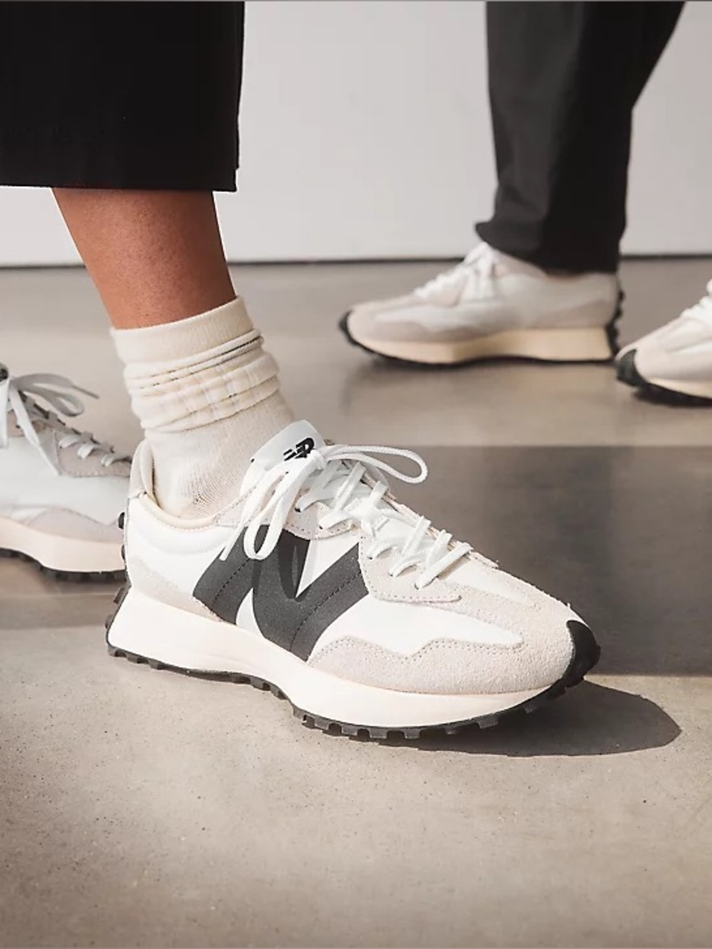 New Balance 327 Sneakers in Sea Salt with White and Black
